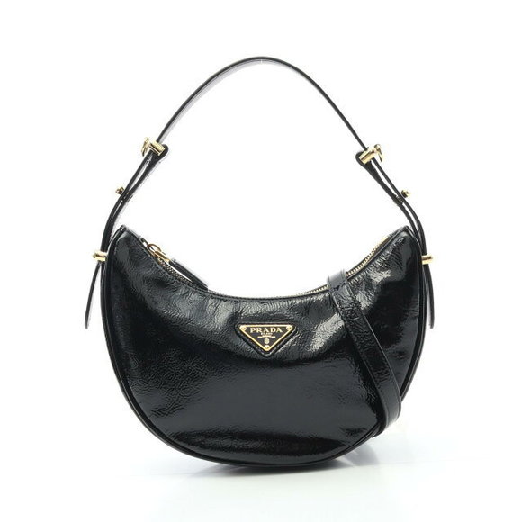 Prada Arke Naplak Patent Handbag Black - Picture 1 of 4